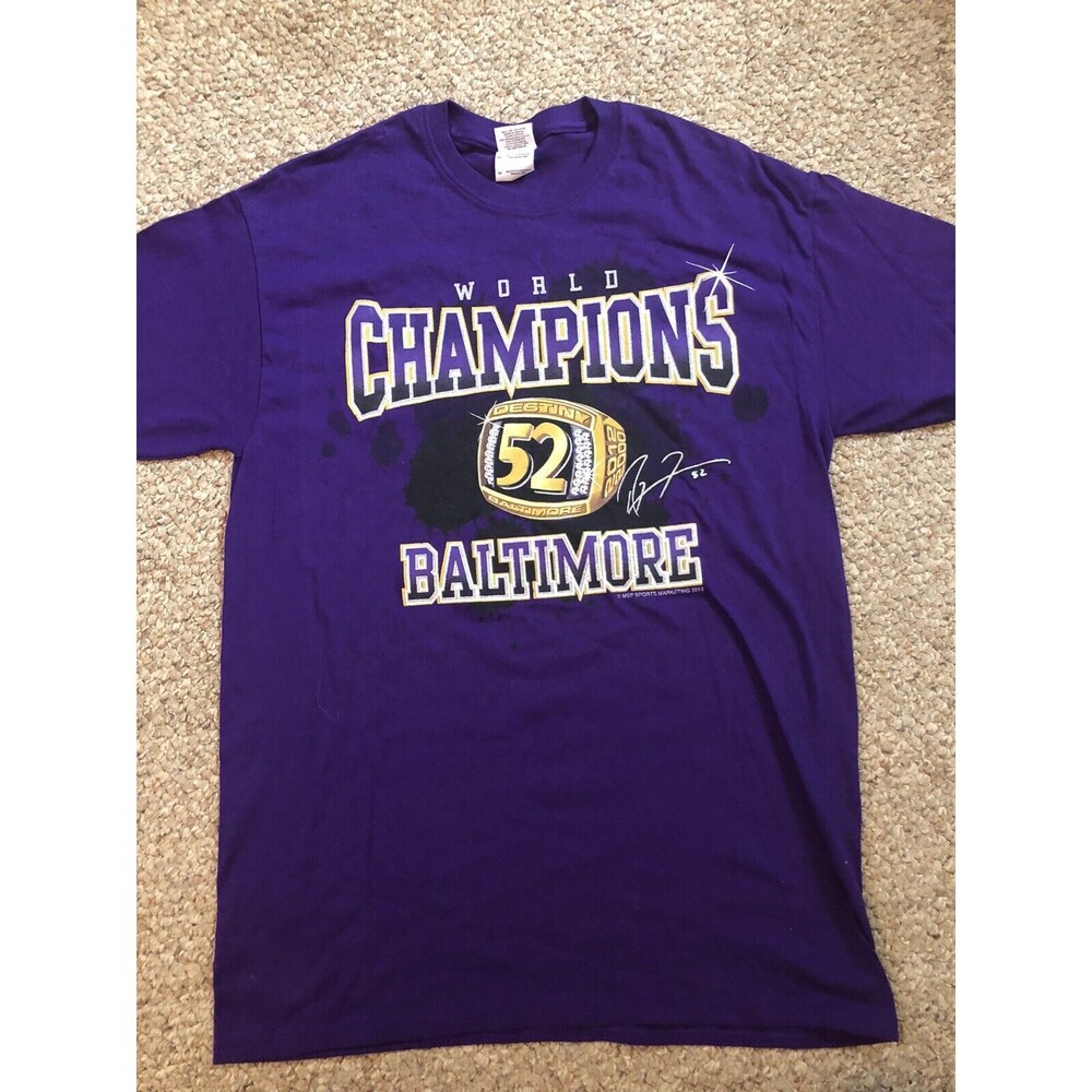 Super Bowl BALTIMORE RAVENS NFL World Champions T shirt Size Medium Purple Men's